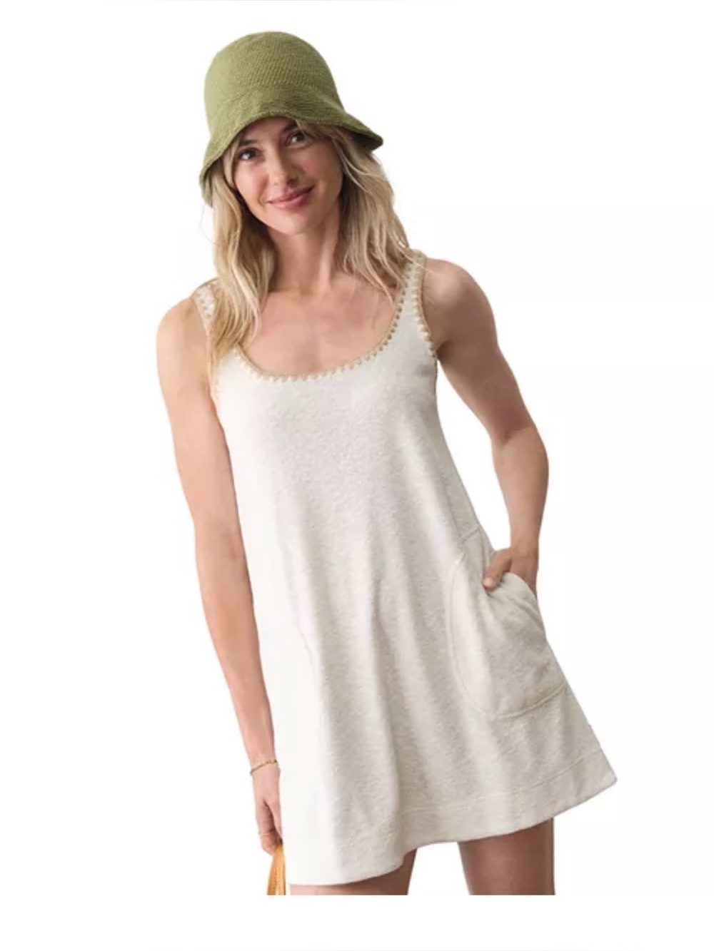 Women’s Marine Layer Cream Beach Terry Scoop-Neck Dress Size Medium